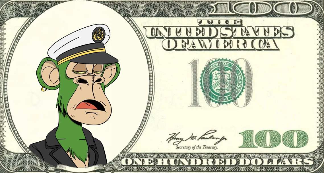 “100 Dollars Ape” A Very Unique NFT Concept Featuring A Dollar Note