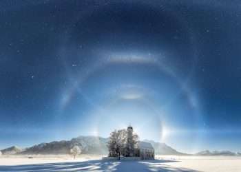 Nasa shares stunning pic of rare ‘Ice Halo’ in scene like Disney’s Frozen with incredible arcs caused by sub-zero fog