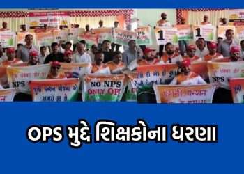 Teachers in the state under heavy fire, teachers staged a dharna in Amreli with the demand of old pension scheme, watch the video