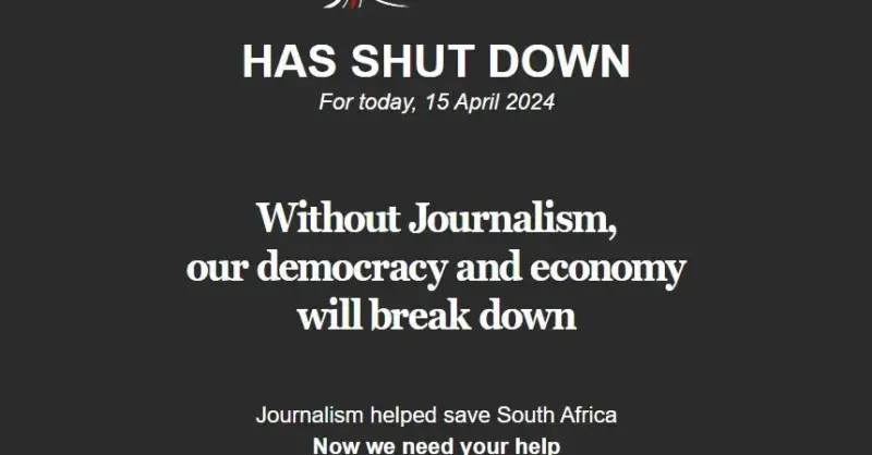 Major South African news site ‘shuts down’ for a day to alert readers to ‘crisis in journalism’