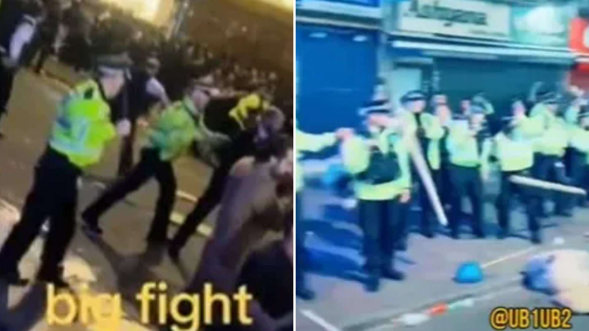 Moment chaos erupts with rubbish thrown as riot cops are forced to break up huge crowds ‘after Eid celebrations’