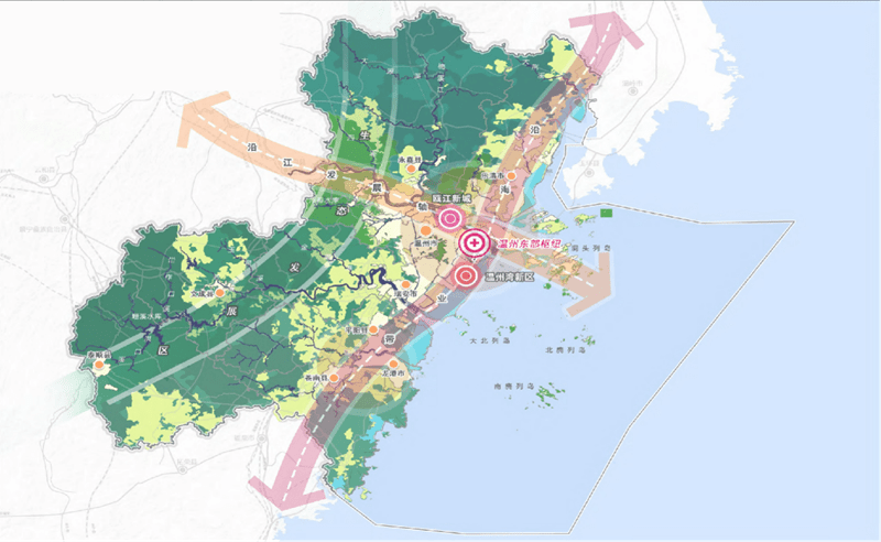 The location of East Hub in Wenzhou city area