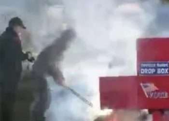 Watch moment US election votes go up in FLAMES as FBI hunts arsonist setting postal voting ballot boxes alight