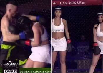 Fans disgusted by ‘sick’ MMA fight as three Instagram and OnlyFans models brutally beaten by two men in seconds
