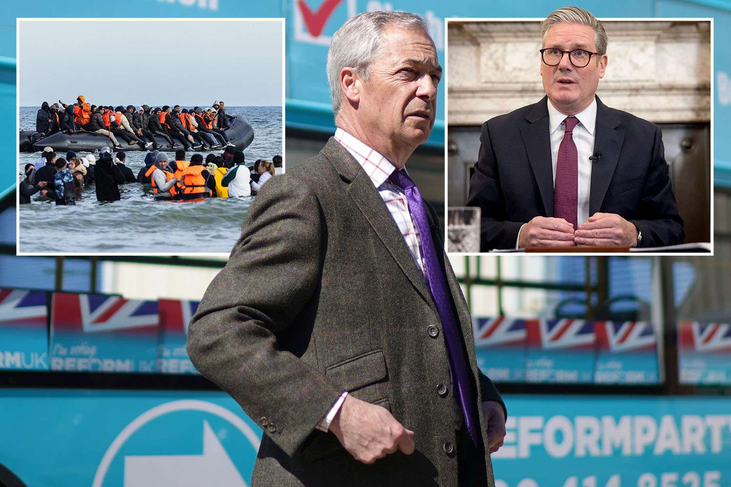 Keir let 30k illegal migrants into UK in months – he promised to ‘smash gangs’ but he’s smashing records, Farage says