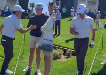 Moment angry Rory McIlroy snatches phone off fan and storms off after heckle ahead of Players Championship at Sawgrass
