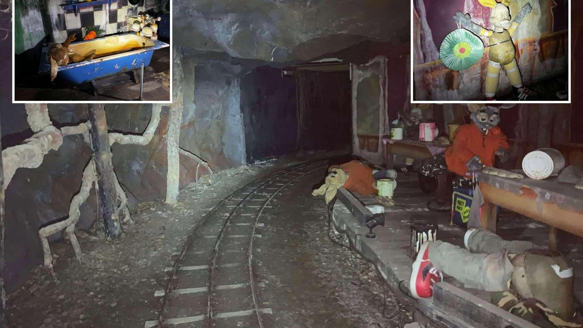 Inside abandoned UK theme park’s network of tunnels, bunny statues & rotting rollercoaster as owner issued harsh warning
