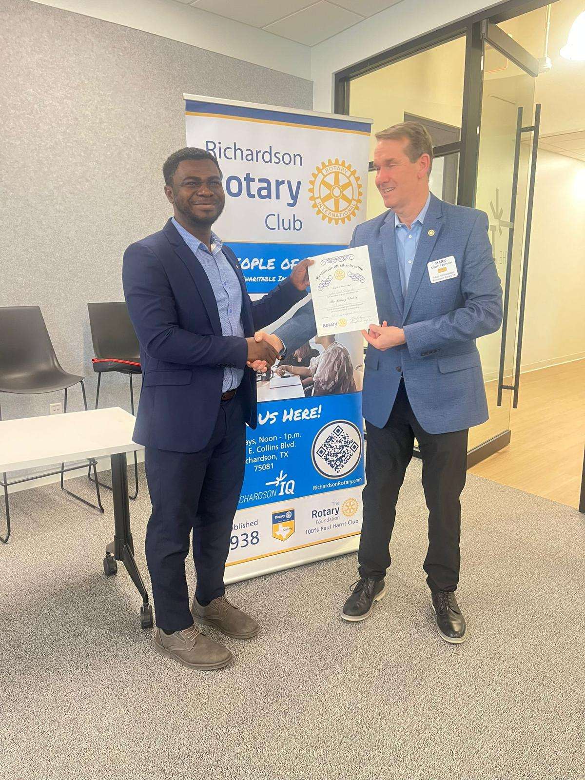 John-Paul Adjadeh Inducted into Richardson Rotary Club: Ghanaian Scholar Expands Legacy of Service in the U.S.