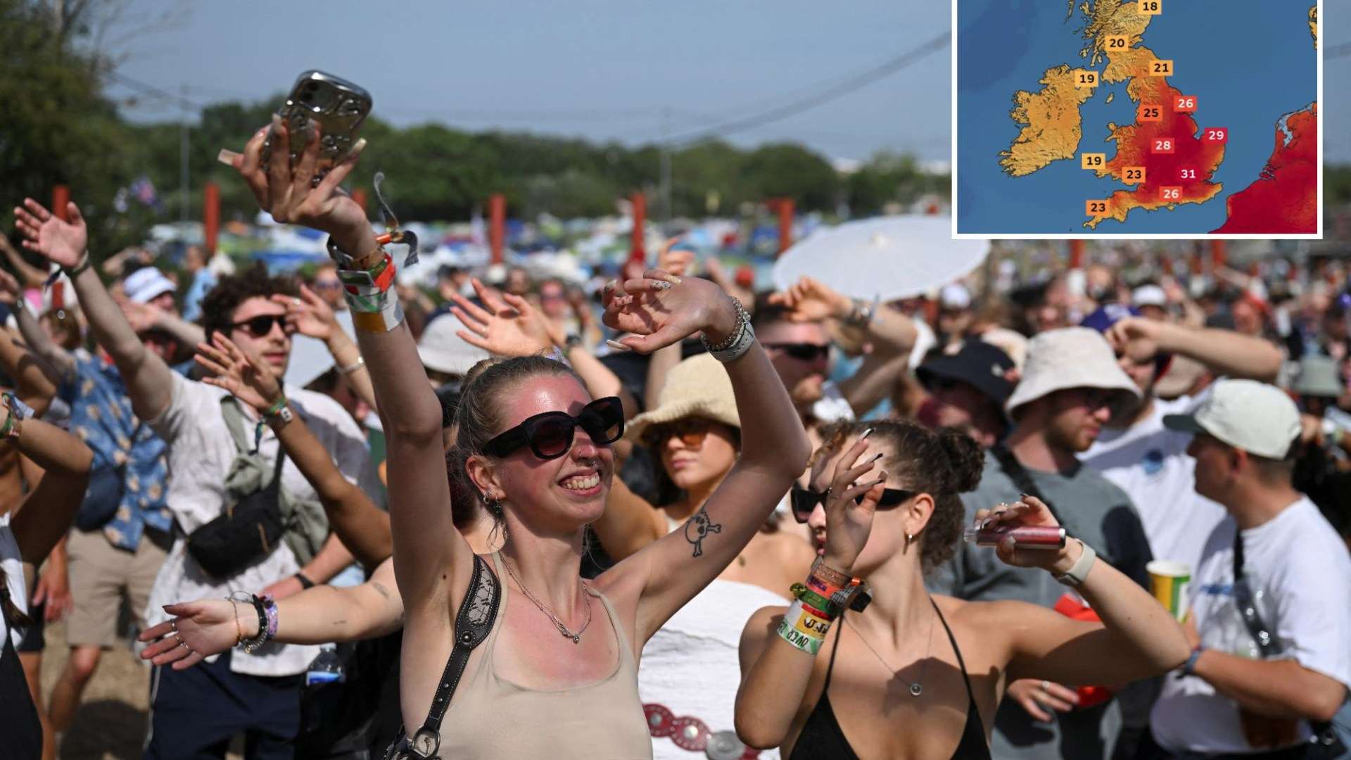 Temperatures to hit 28C today before weekend of glorious sun… as Brits to bask in 34C highs on Monday as heatwave builds