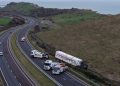 Major A-road carrying traffic to Dover closed for hours after HGV crashes off carriageway